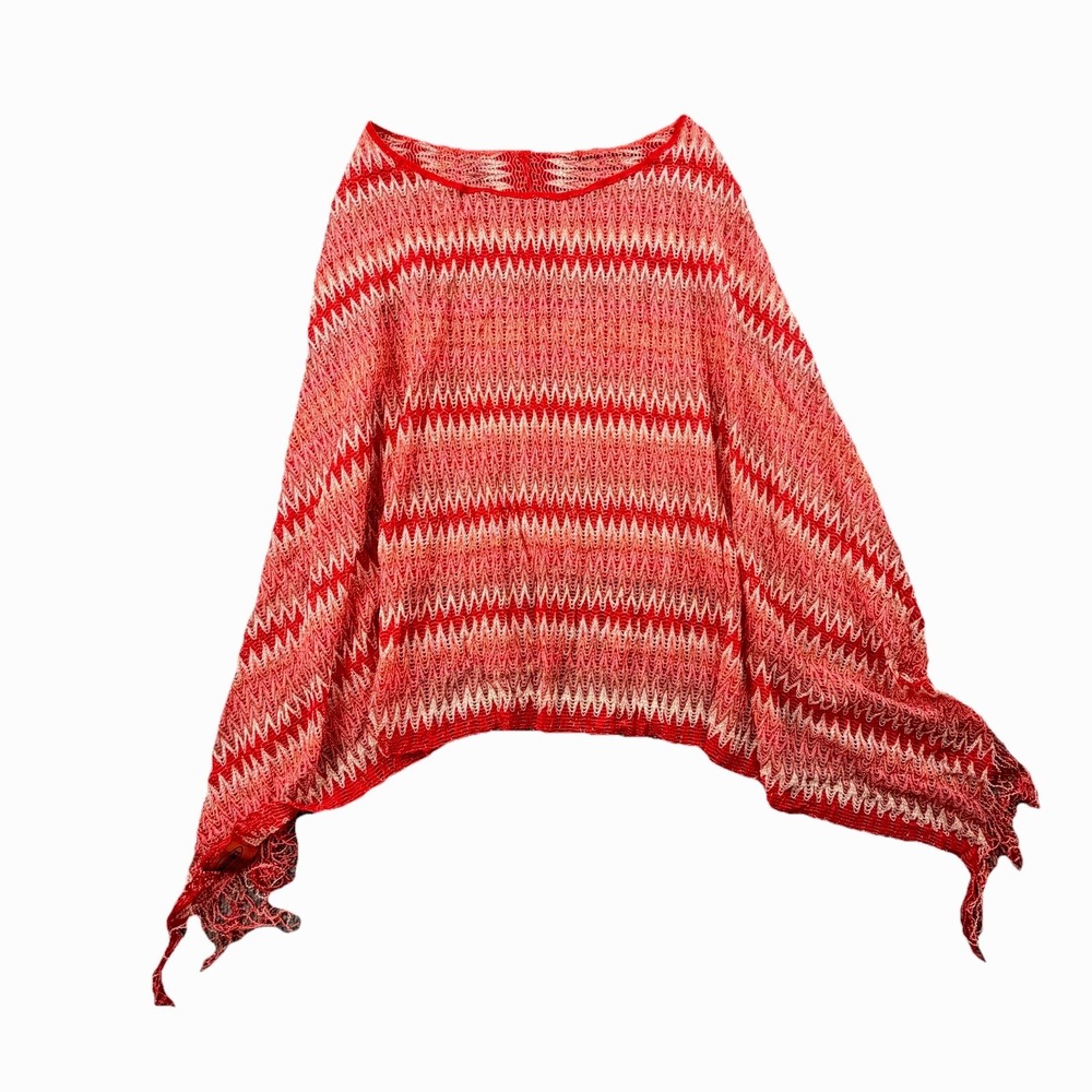 Missoni Red Pink Zigzag Knit Wrap Scarf